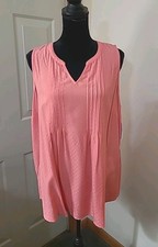 Women's Croft and Barrow Blouse Top Sleeveless Coral Peach Size XL NWT