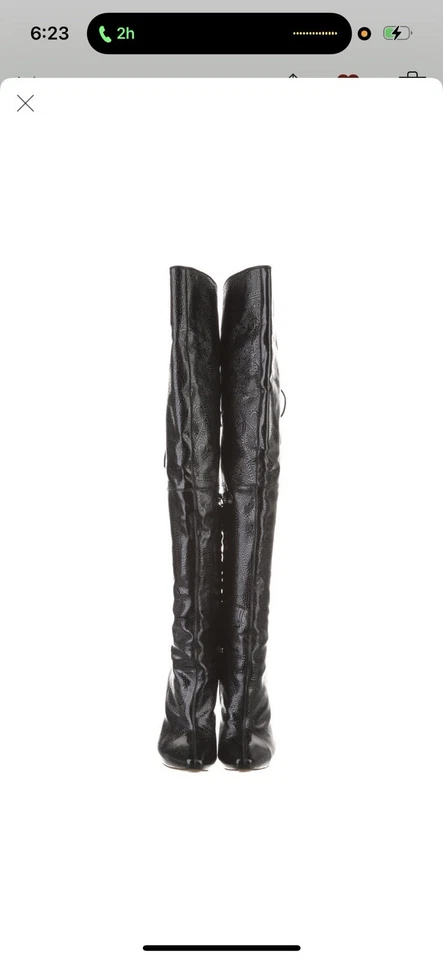 Alexander Mcqueen Designer Knee-High Black Leather Stiletto Boots - Image 4 of 4