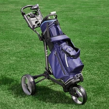 KVV 3 Wheel Compact Flat Folding Design Golf Push-Pull Cart OPEN BOX