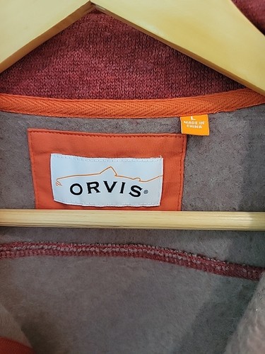 Orvis Women’s Full Zip Wool Blend Sweater Fleece Vest Orange Large - Picture 8 of 12