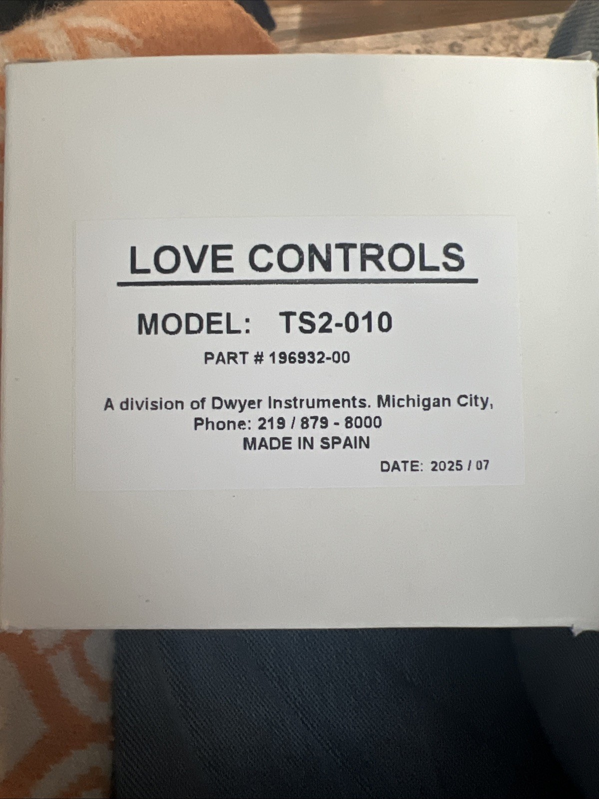 NEW NIB Love TS2-010 Temperature Switch