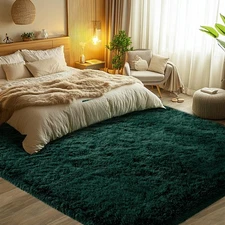 4x6 Green Area Rug for Bedroom: Shag Rugs for Living Room-Modern Fuzzy Furry ...