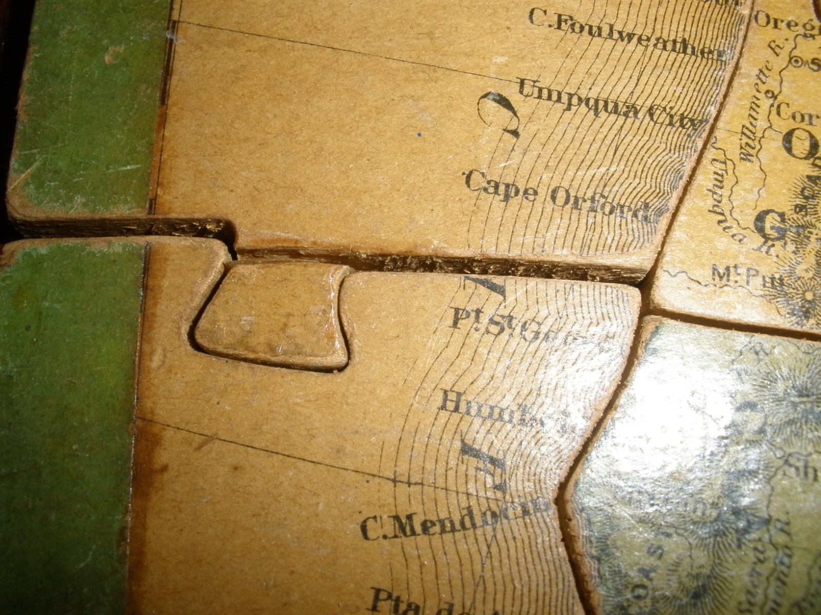 Antique Puzzle 1883 Double Sided Balsa Wood 1 Piece Missing USA & Maine