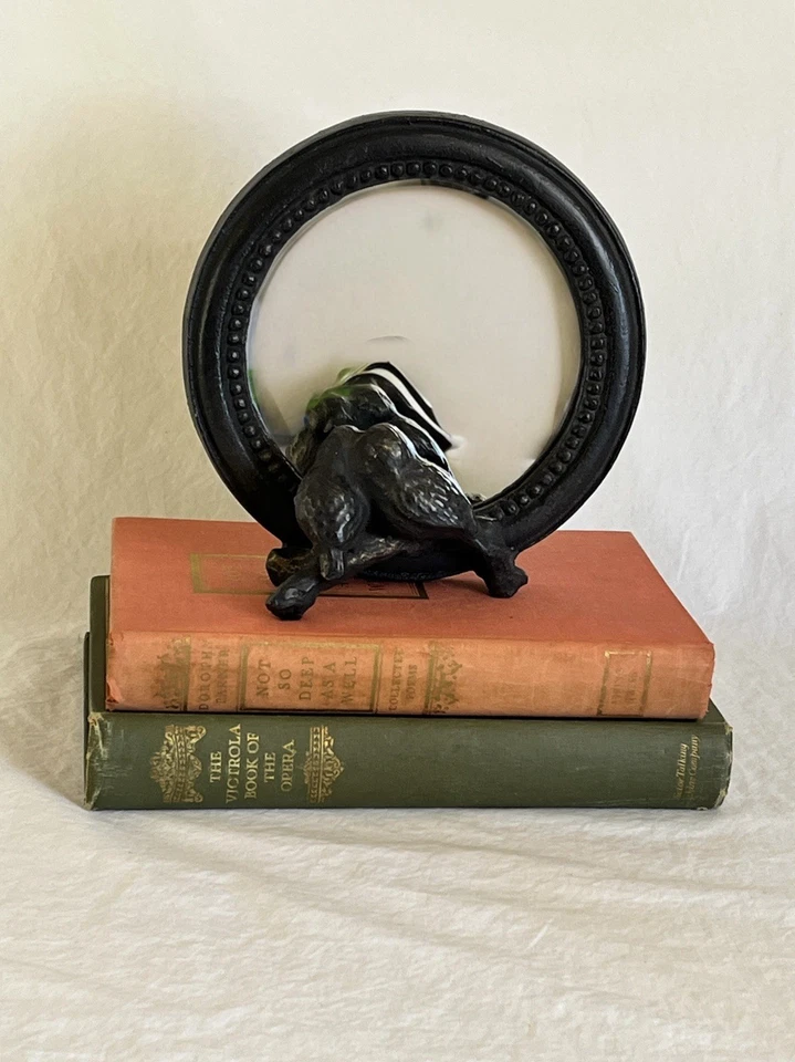 Vintage Iron Lovebird Mirror Standing for Vanity or Tabletop in Black Bronze - Image 4 of 4