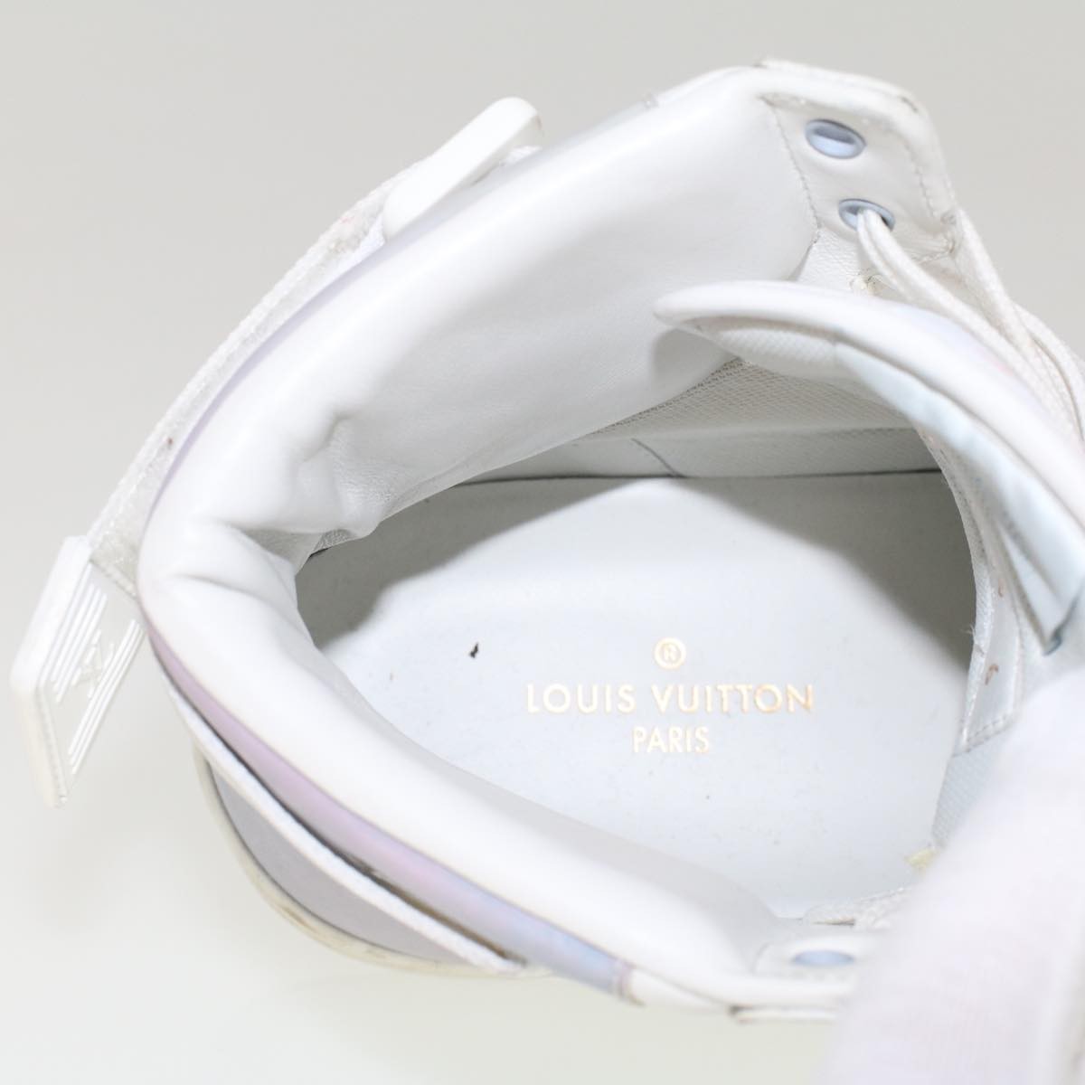 LOUIS VUITTON Monogram Rivoli Line High Top Sneakers Leather