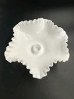 Vtg Fenton Milk Glass Hobnail Ruffled Edge Candle Stick Holder