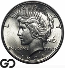 1934 Peace Dollar, Flashy Lustrous Solid Gem BU++
