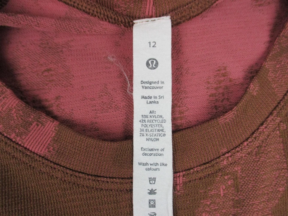 Camisa Lululemon Mujer 12 Marrón Rosa Swiftly Tech Manga Corta Sin Costuras X-STATIC Foto 3 de 4