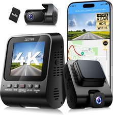 4K Dual Dash Cam Front and Rear for Cars   Built-in GPS, Night Vision, 512GB Max