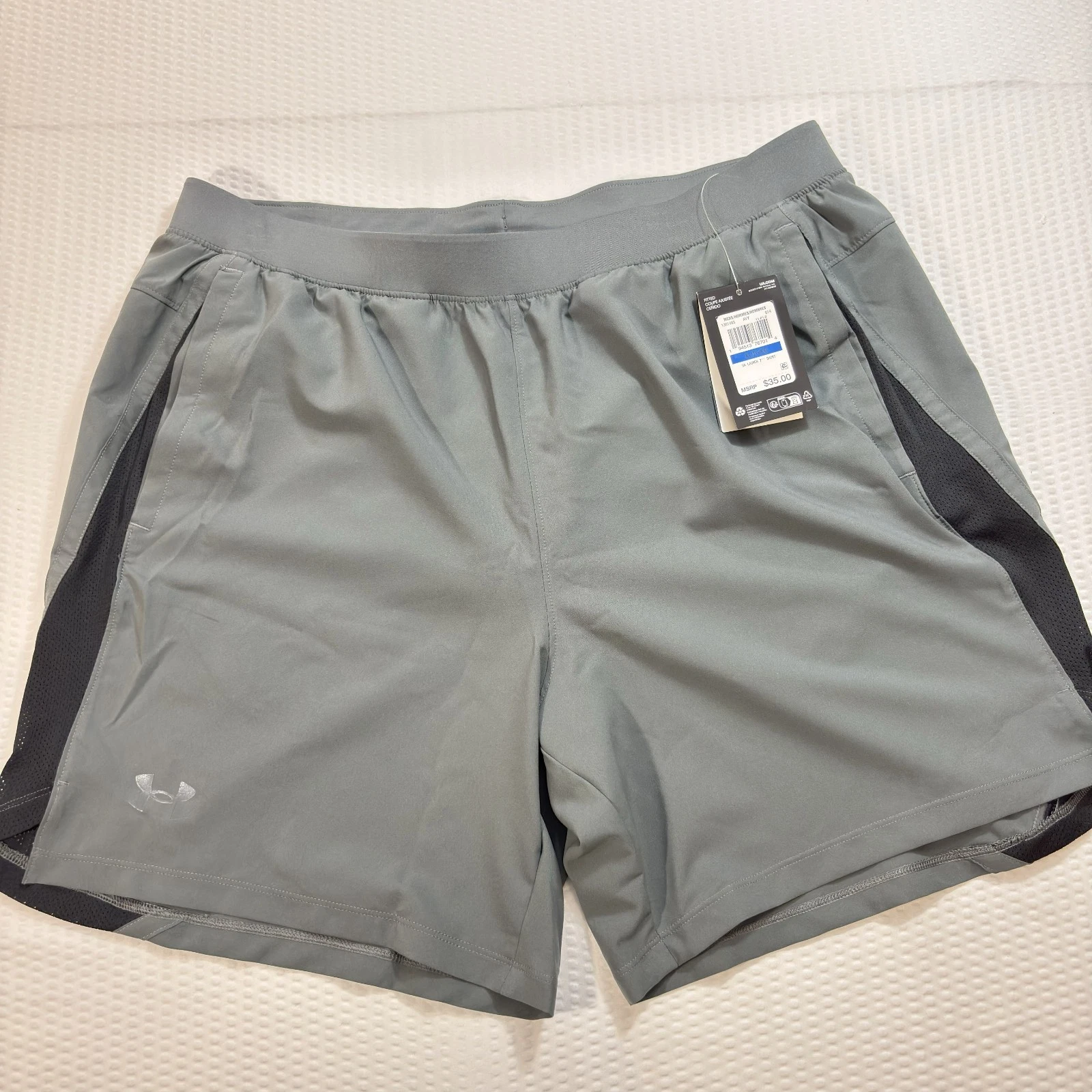 Under Armour UA Launch 7" Men Gray Shorts Fitted Athletic NWT C88