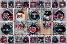 26 Christopher Radko Shiny Brite Christmas Ornaments 2-7" Multicolor Retro Style