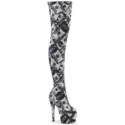 Pleaser Ado3000Dp Pf Stretch Thigh Boot 7'' Heel 2 3 4'' Platform Side Zip W Bfa M