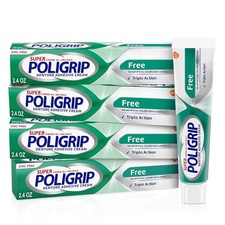 Super Poligrip Zinc Free Denture and Partials 2.4 Ounce Pack of 4 , White