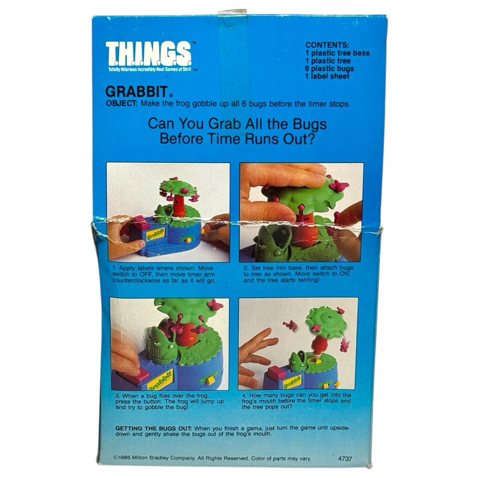 1986 Milton Bradley T.H.I.N.G.S. Grabbit Frog Bug Catching Game Complete w/ Box - Image 2 of 4