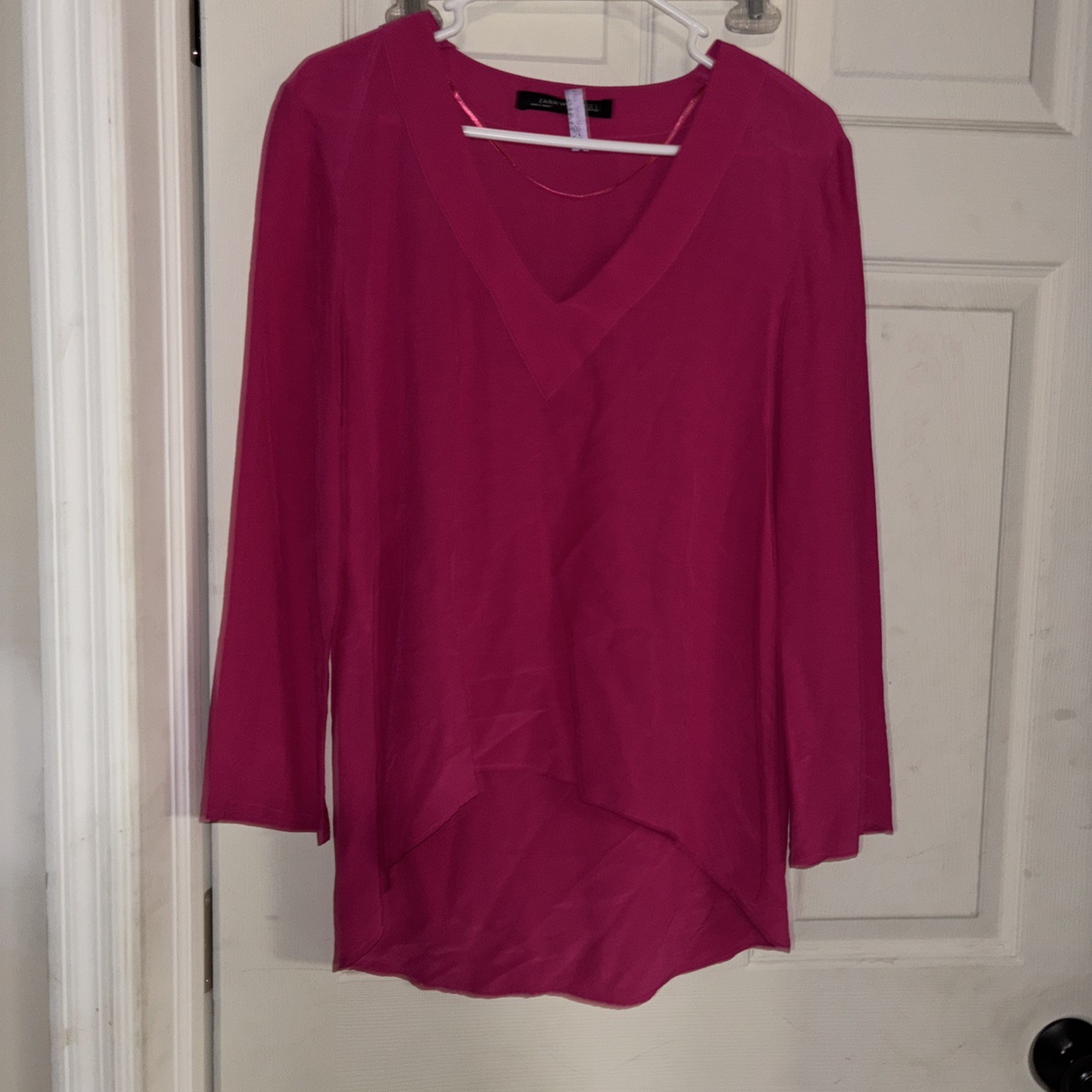 Zara Basic Size Small Bright  Pink Long Sleeved L… - image 4