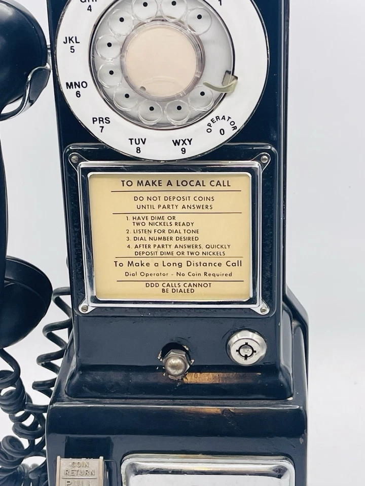 Vintage Black Bell Systems Bell Rotary Pay Phone 3 Coin Slot Great Piece - Image 3 of 4