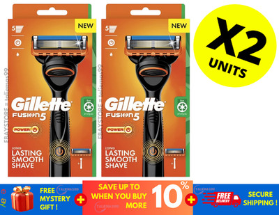 Gillette Fusion Power Razor Handle with 1 Cartridge, Battery Operated ( X 2 )