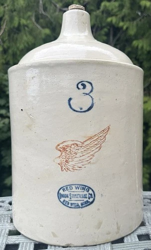 Vintage Red Wing 3 Gallon Jug Crock Whiskey Shoulder Redwing Minnesota Stoneware