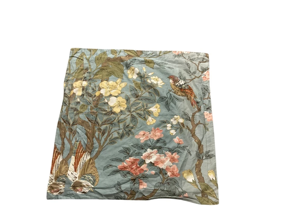 Pottery Barn ARIANNE Blue Birds Euro Square Pillow Sham Chinoiserie Organic - Image 2 of 4
