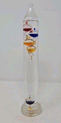 Vintage Galileo Glass Tube Scientific Thermometer 11'' Floating Multi Color Balls