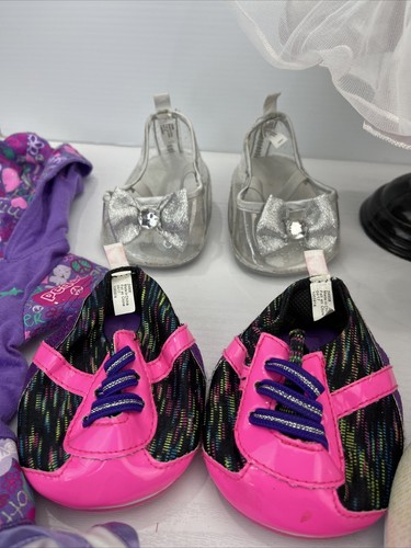 Build A Bear Workshop Clothes Lot Shoes Glamour Cape Fairy White Dress Shoes BAB - Picture 2 of 8