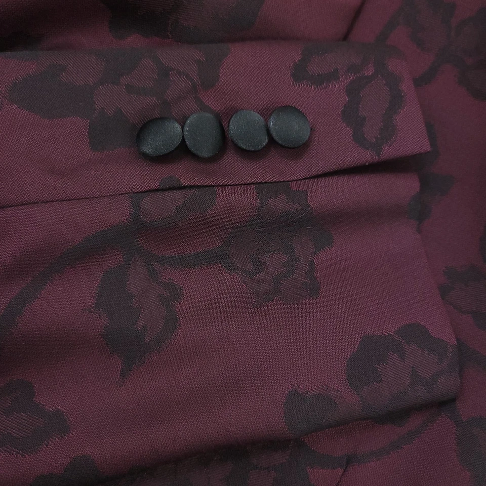 $698 Robert Graham Reggie Wine Red Floral Jacquard Dinner Jacket Mens Size 40R - Image 3 of 4