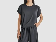 Splendid Women's Gray Crewneck Front Tie Giada Sandwash T-Shirt Top Size M