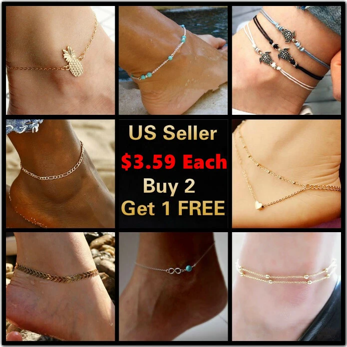 White gold ankle bracelet for deals sale