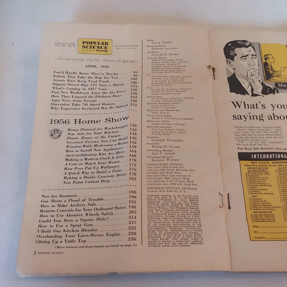 1956 April, Popular Science Monthly Magazine, Build A New Outdoor Room (MH417) Foto 2 de 3