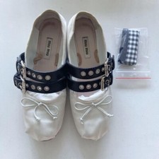 MIU MIU Ballet shoes Flat Shoes Size 36 White Black From Japan