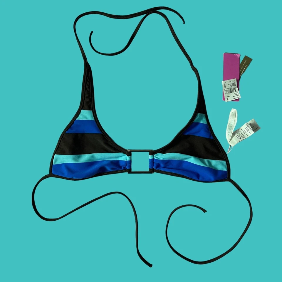 Новый с Ярлыками Y2K Seafolly с ремешками струнных инструментов треугольник с бретелью через шею бикини верхний размер 8 - Изображение 2 из 4