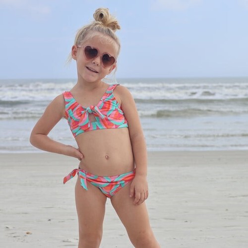 New Zealand Snapper Rock geo print sustainable bikini set swimsuit, girl 6,NWT - Picture 2 of 4