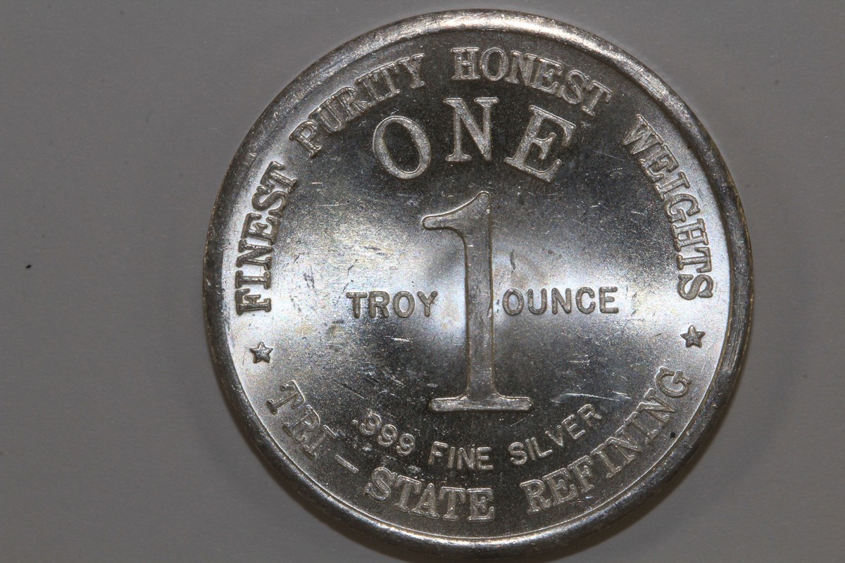 1 Troy Ounce Silver Tri-State Refining Round 1776-1976 God Bless