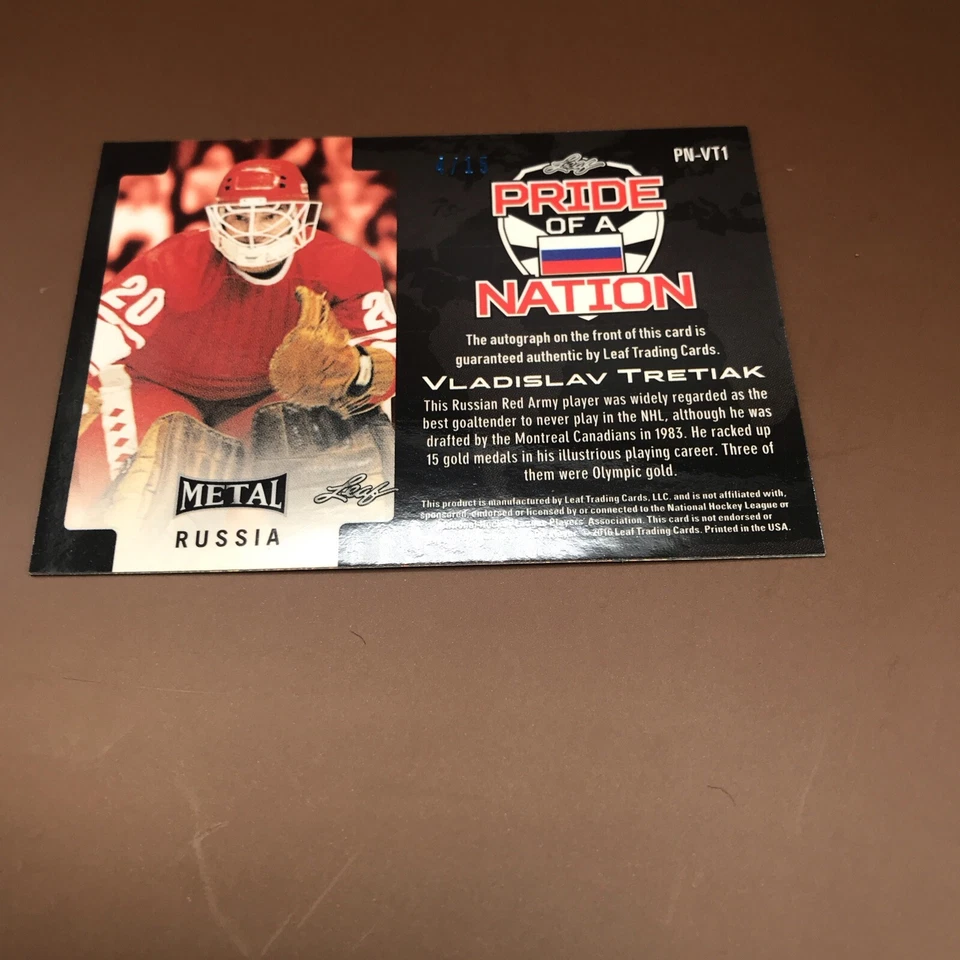 2015-16 Leaf Metal Hockey Vladislav Tretiak Blue Pride Of A Nation Auto 4/15 - Image 2 of 2