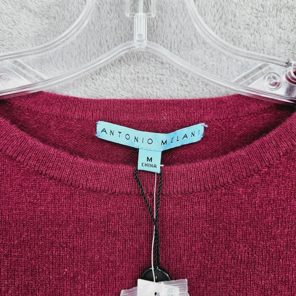 Suéter Antonio Melani Madilyn Cachemira M Granate Vino Rojo Campana Manga Perlas Nuevo Foto 2 de 4