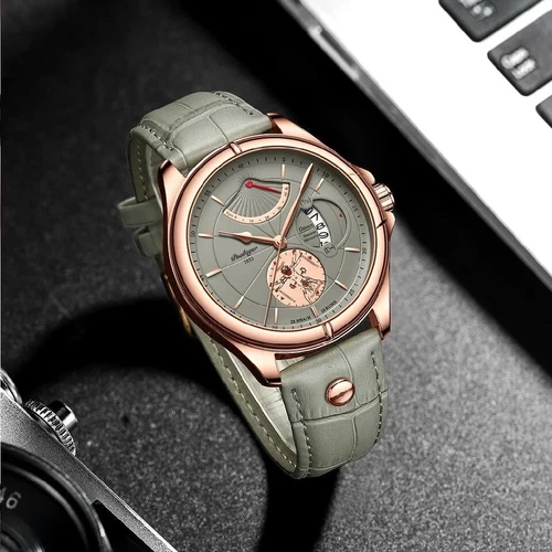 POEDAGAR Reloj de Lujo para Hombre Impermeable Cuarzo Cuero Relojes para Hombre Nuevo - Imagen 6 de 16
