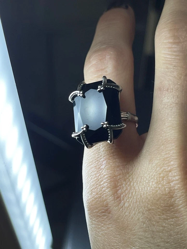 Anello Regalrose Gotico nero argento 925 Gothic Jewels Ring Black Victorian - Immagine 3 di 4