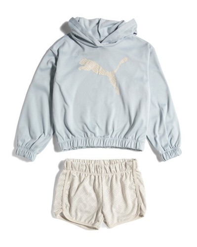Puma 2 Piece Poly Fleece Hoddie Tricot Short Set Toddlers Size 3-6 Months New - Picture 5 of 14