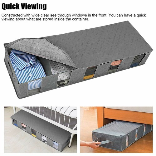 Under Bed Storage Bag Containers Clothes Box Underbed Organizer Non-Woven New - Picture 8 of 22