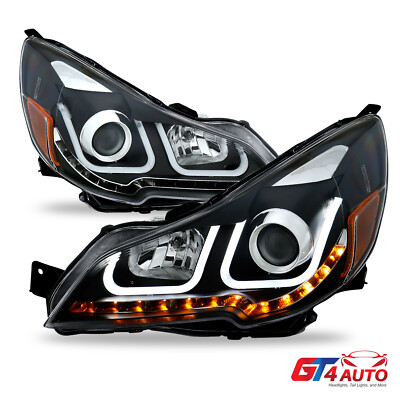 Black Projector Headlights (U Type+LED Signal) for 10-14 Subaru Outback / Legacy