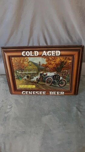 Vintage Genesee Beer Lighted Shadow Box Sign Insert only 3D racing racecar helck