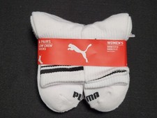 Puma Womens -Sports Style Training Low Crew Cut 6 Prs Cushioned socks SZ- 5-9.5