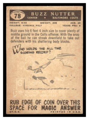 1959 Topps Football #78 Buzz Nutter SC26 | eBay