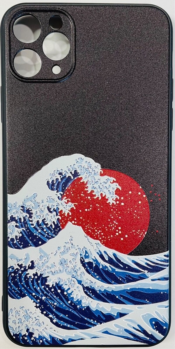 Japan Waves Ocean Cute Aesthetic Black iPhone 13/12/11/XR/XS/X