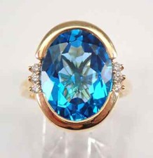 5Ct Oval Cut Lab-Created Blue Topaz Engagement Ring 14K Yellow Gold Plated