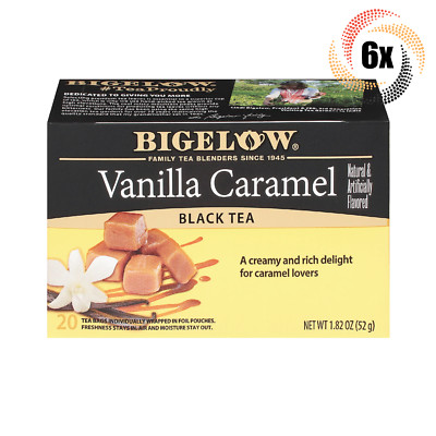 6x Boxes Bigelow Vanilla Caramel Natural Black Tea | 20 Pouches Each | 1.82oz