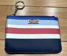 Kate Spade NY Laurel Way Multi-Color Stripped Card Holder/Slim Wallet Key Chain