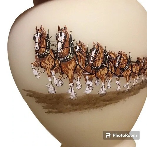 Vintage Fenton Budweiser Clydesdales Temple Jar - Picture 2 of 9