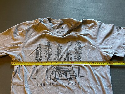 【The North Face】 M'S CAMP VIBE S/S R/TEE - GRAY The North Face Gray Caravan Camping Pine Tree Forest T-shirt