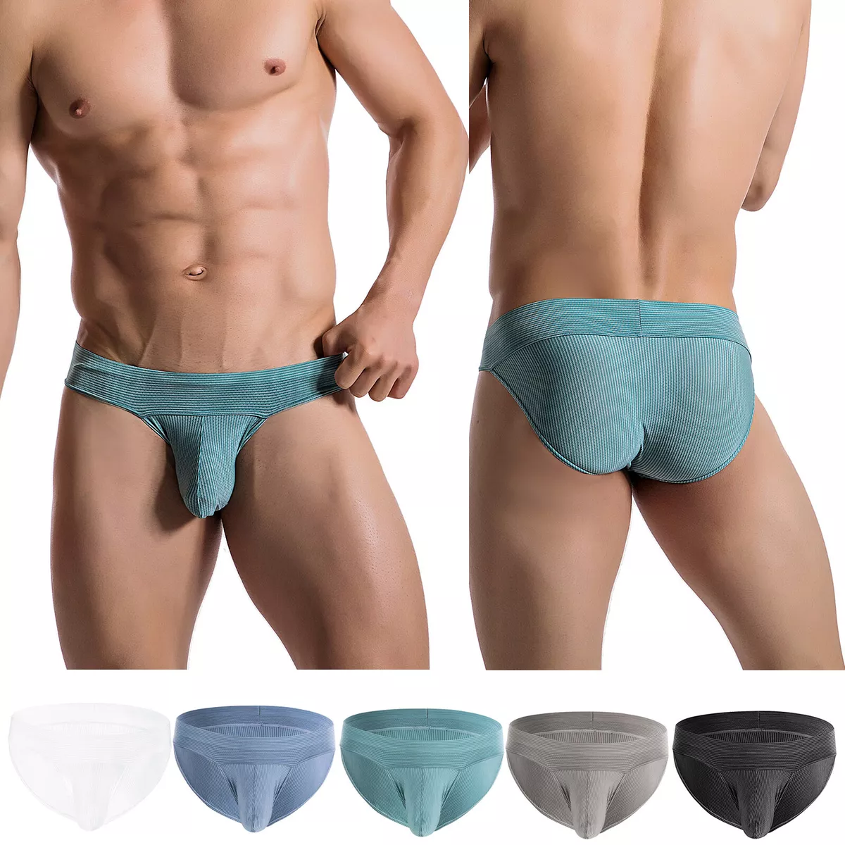 Men's Briefs Striped Bulge Pouch Underwear Sexy Ultra-thin Underpants  Panties